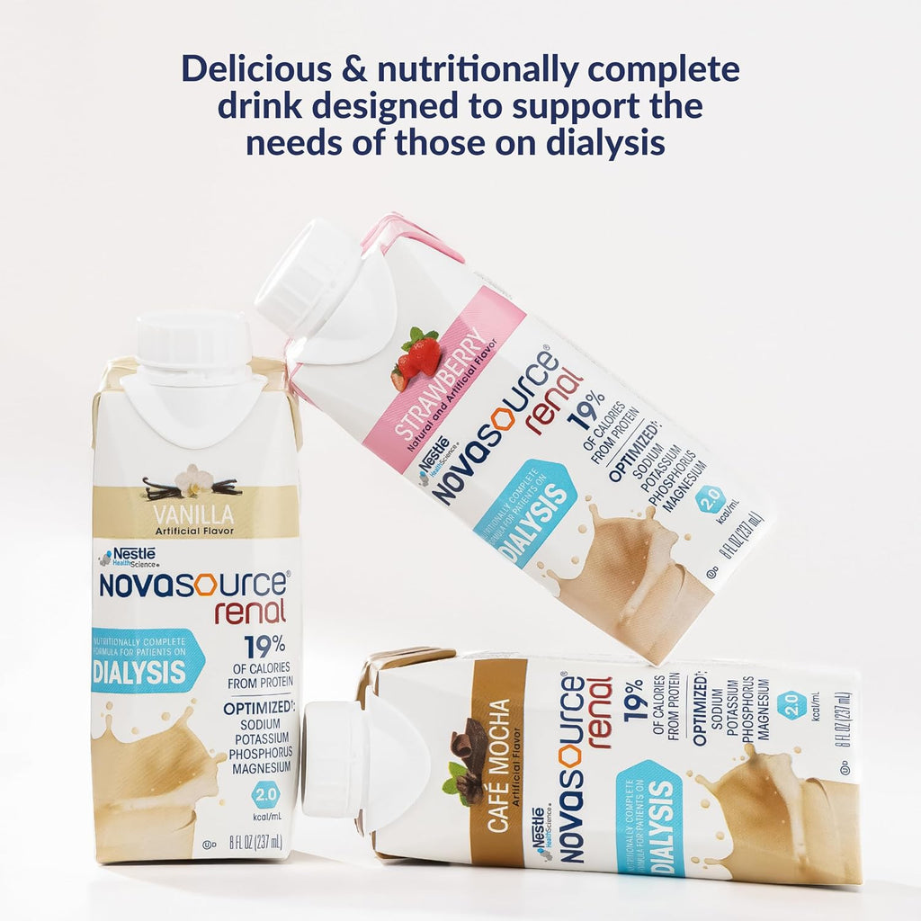 NOVASOURCE Renal Vanilla Dialysis Protein Shakes, 8 Fl Oz, 24pk